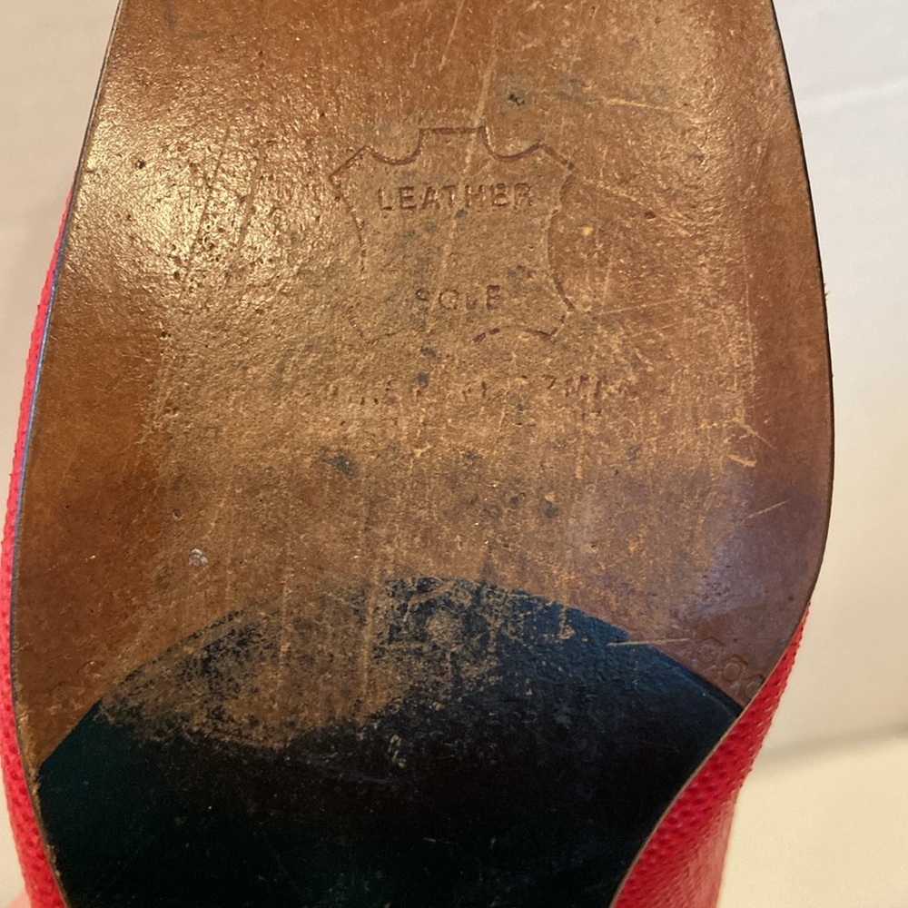 Stuart Weitzman Red Leather Loafers with Bow - Picture 8 of 8